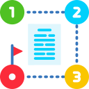 Icon of the roadmap from dots and numbers, between them is a line that is connecting them.