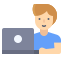 Clipart of person sitting in front of a notebook